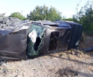 Miguel Alemán: Fuerte accidente carretero arroja una pareja lesionada