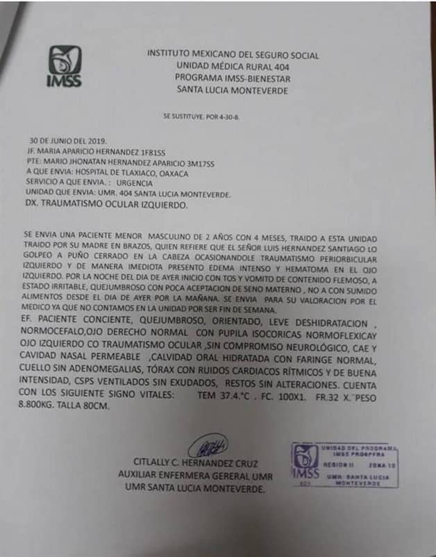 Niegan atención a niño a punto de perder ojo Niegan atención a niño a punto de perder ojo