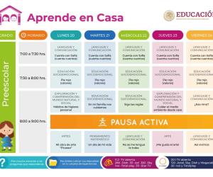 Difunde SEP horarios del programa Aprende en Casa