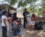 Apoyan a familias con despensas y prendas en el Ejido Buena Vista de Reynosa