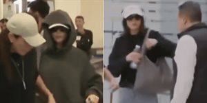 Fátima Bosch regresa a México, con capucha y lentes oscuros