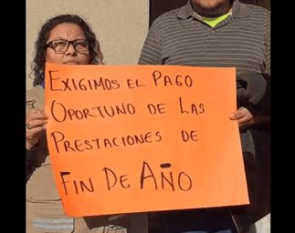 Protestan empleados del ITEA por retraso en vales de fin de año