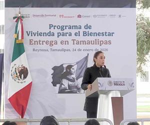 “México siempre será un país libre, independiente y soberano”, afirma Sheinbaum desde Reynosa