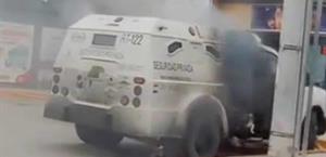 Conato de incendio en camión de valores