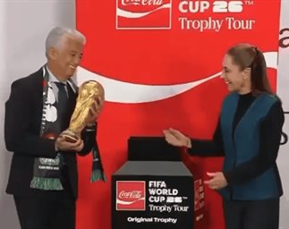 Llega a México la Copa del Mundo. La presidenta Claudia Sheinbaum Pardo, presentó el tan anhelado trofeo en su conferencia mañanera