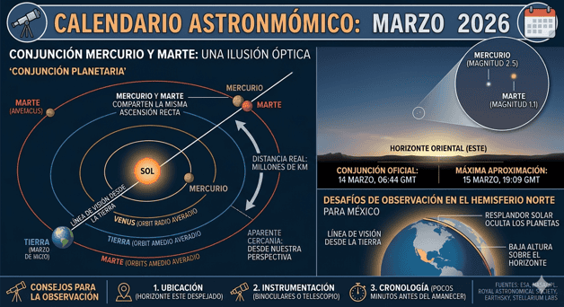 Conjunción de Marte y Mercurio: un fenómeno astronómico