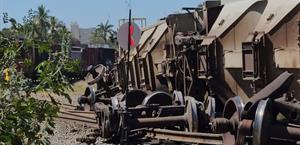 Se descarrila tren de granos en Culiacán