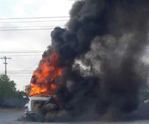 Se presume que tráiler fue incendiado