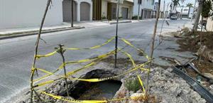 Dejan trabajos a medias y arriesgan a peatones