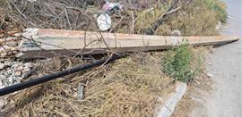 Riesgo vial por poste derribado en avenida