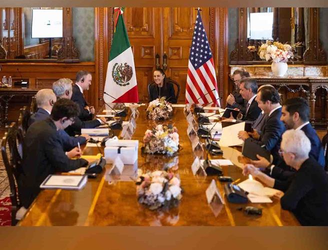  Sheinbaum y delegación de Estados Unidos en revisan el T-MEC