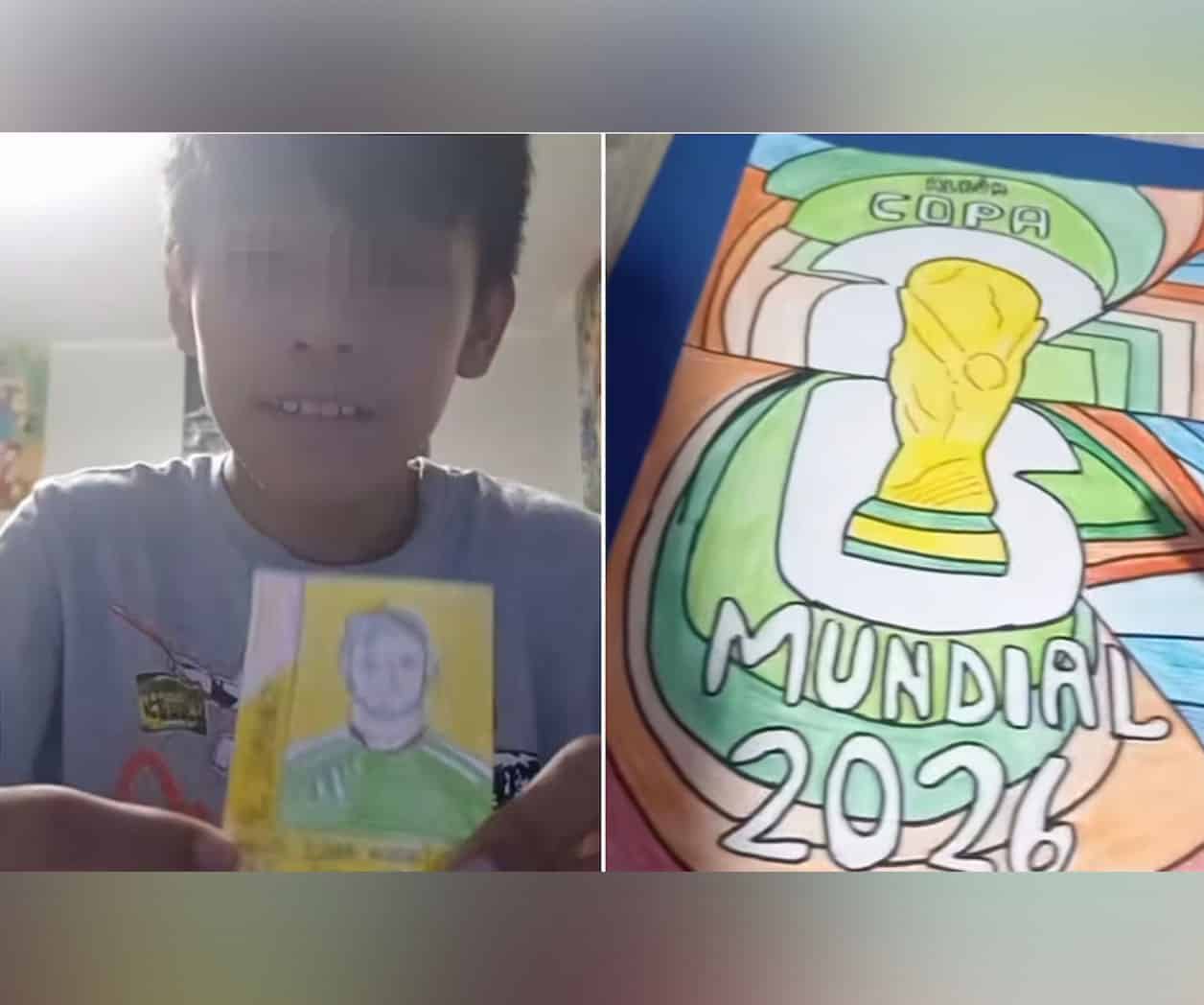 Niño dibuja su propio álbum del Mundial y se hace viral