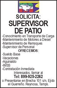 (LOGO) SOLICITA: *SUPERVISOR 