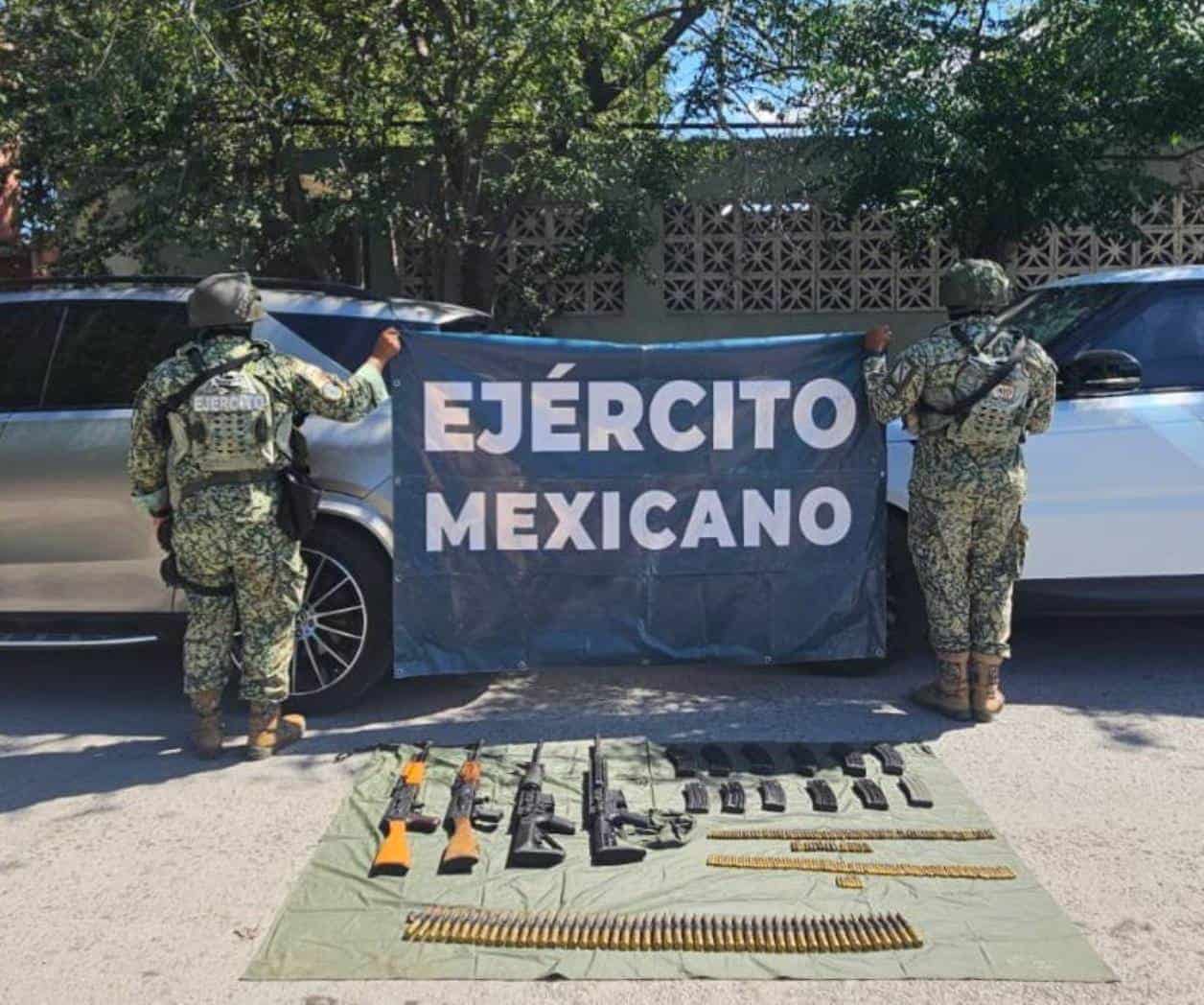 Ejército Mexicano asegura armamento en Matamoros