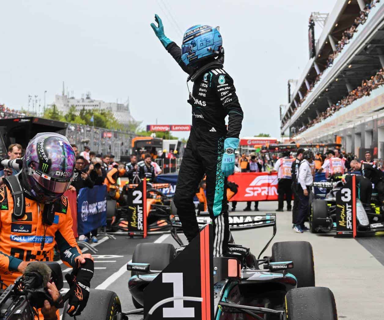 Russell choca en triunfo al sprint  del GP de Canadá