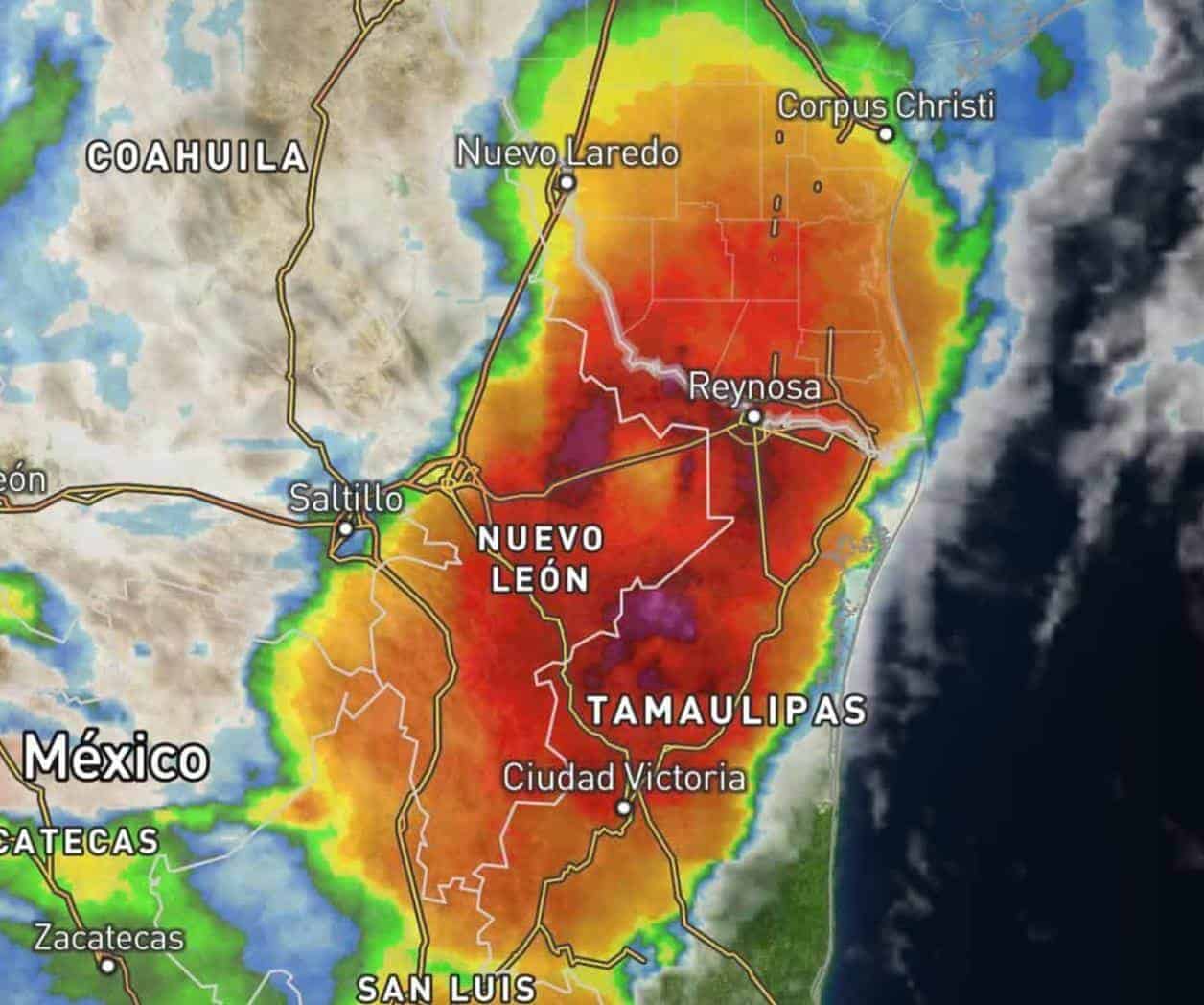 Alerta Protección Civil por lluvias intensas en Tamaulipas