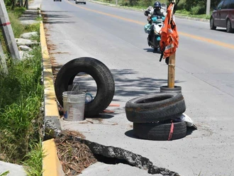Crece socavón en el bulevar de Reynosa
