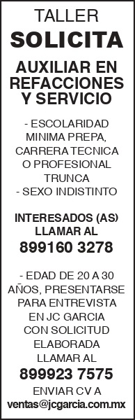 TALLER SOLICITA: *AUXILIAR 