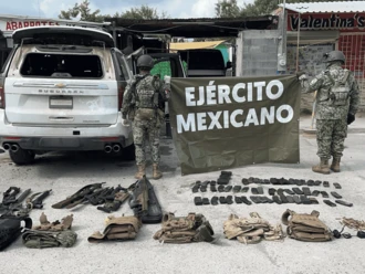 Tras enfrentamiento Sedena asegura armamento en Matamoros