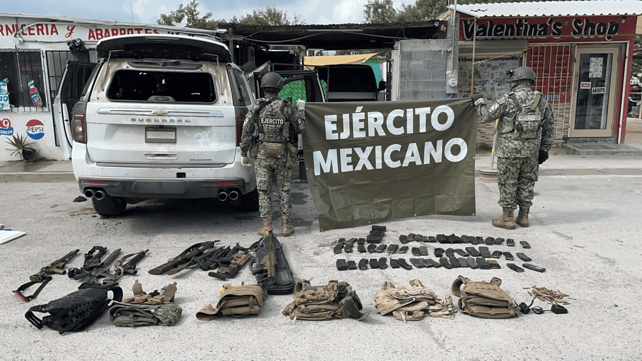 Tras enfrentamiento Sedena asegura armamento en Matamoros