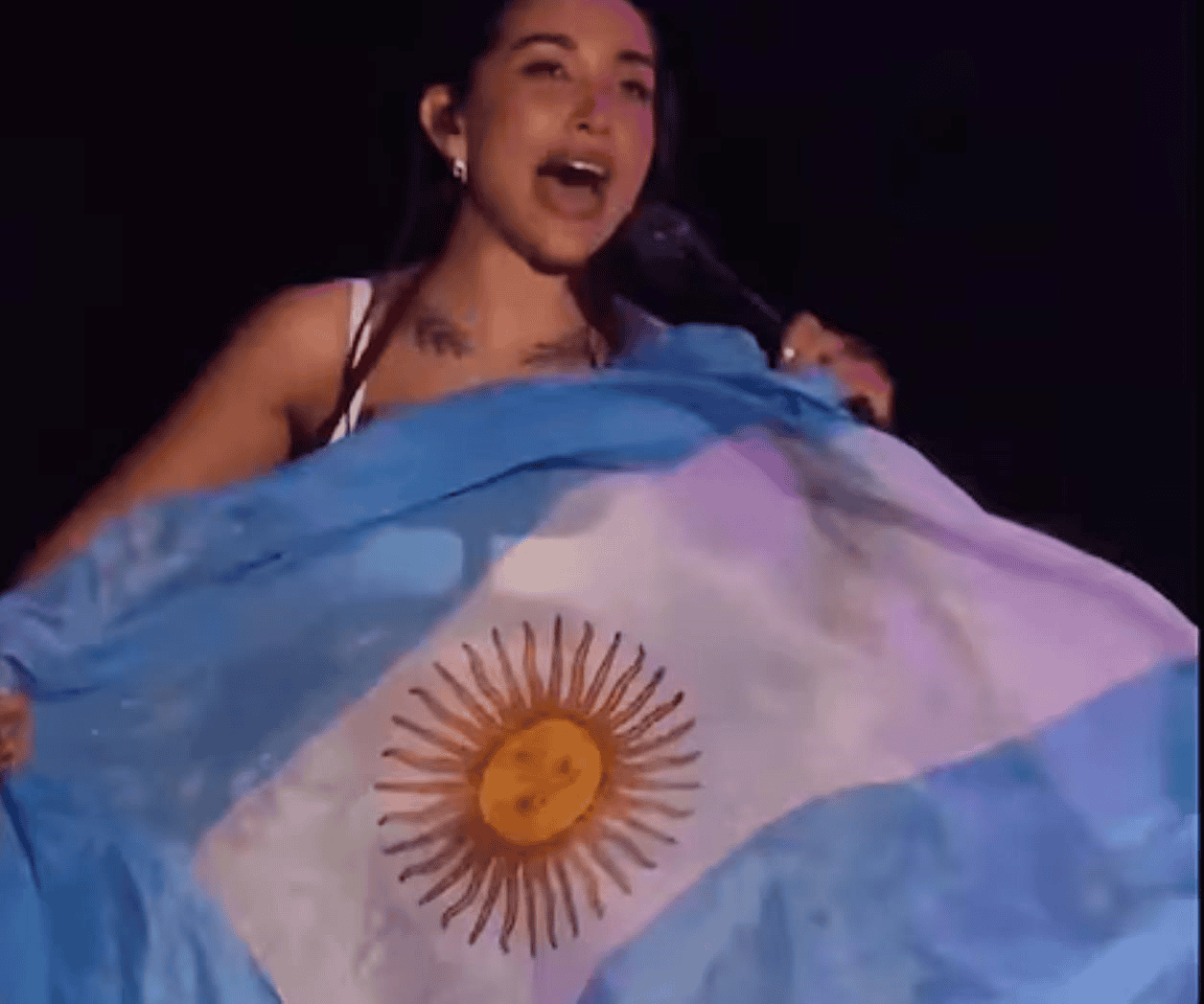 Ondea bandera de Argentina  en concierto en Barcelona