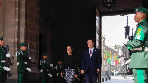  Recibe Sheinbaum a presidente coreano en Palacio Nacional