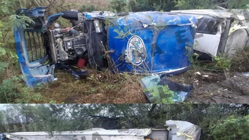 Vuelca tráiler con 25 toneladas de fruta en San Fernando