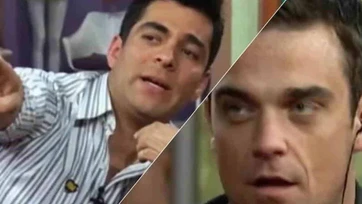 Robbie Williams y Omar Chaparro se encuentran en el escenario