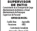 SOLICITA: *SUPERVISOR DE PATIO